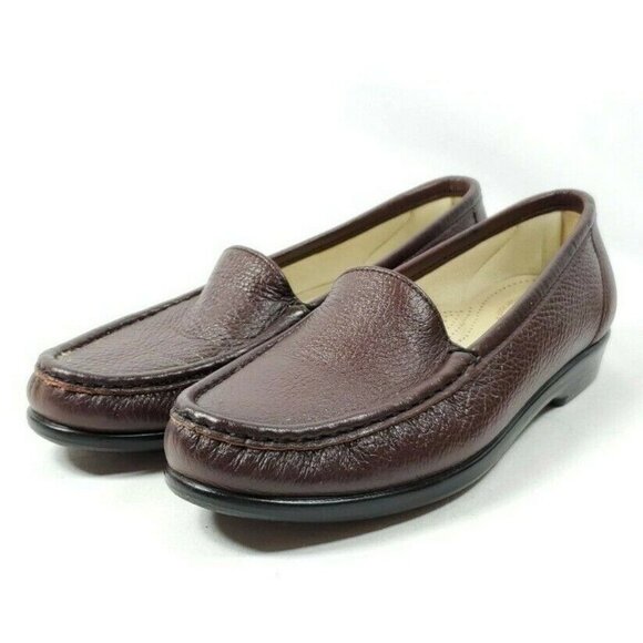 SAS Simplify Slip On Loafers Women's Size 8 Narrow Brown Leather Shoes - Picture 1 of 8